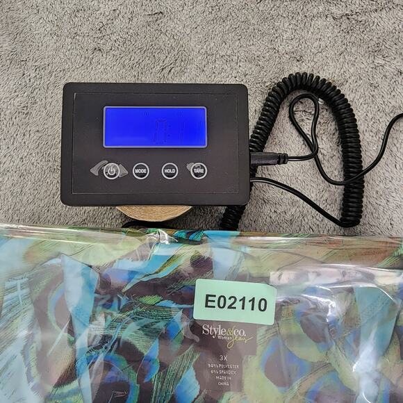 Vintage Style&Co Top Womens 3X Blue Black Peacock Print Pullover Ruched Front - Picture 9 of 9